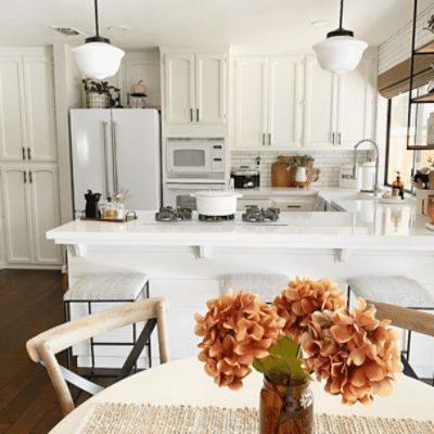 Kitchen painted in Agreeable Gray SW 7029 by @decor_design_tileliquidators.